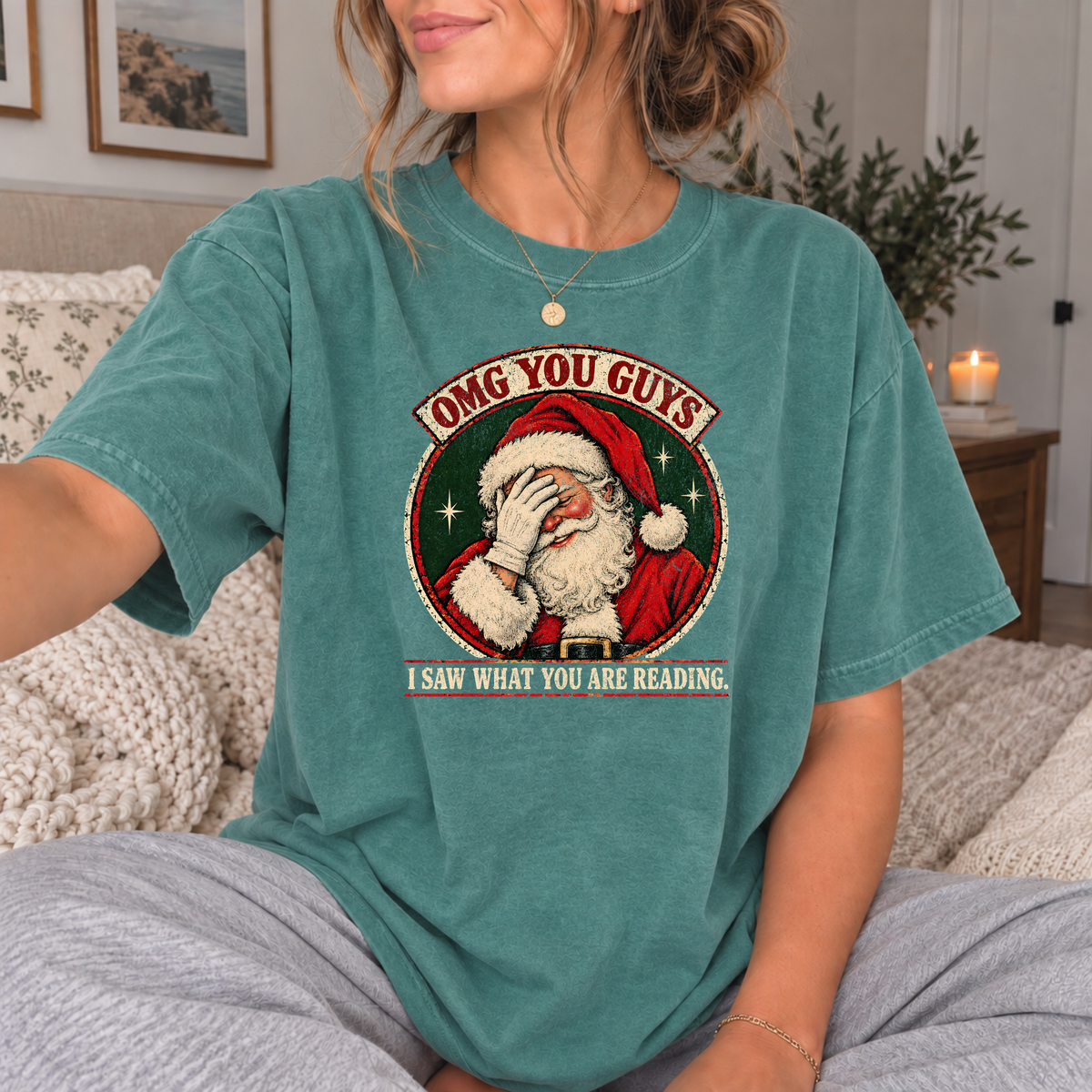 BOOKISH SANTA COMFORT COLORS T-SHIRT