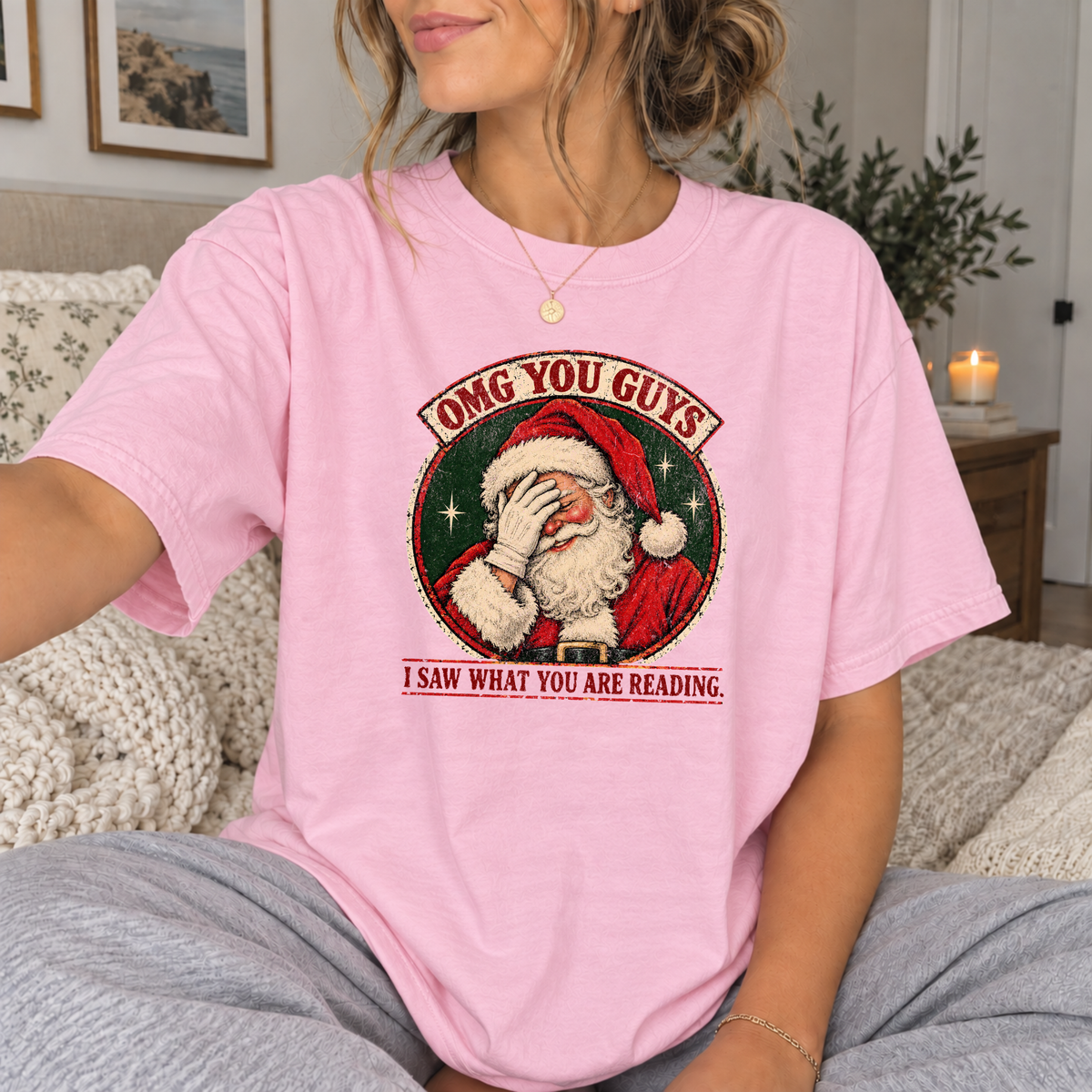 BOOKISH SANTA COMFORT COLORS T-SHIRT