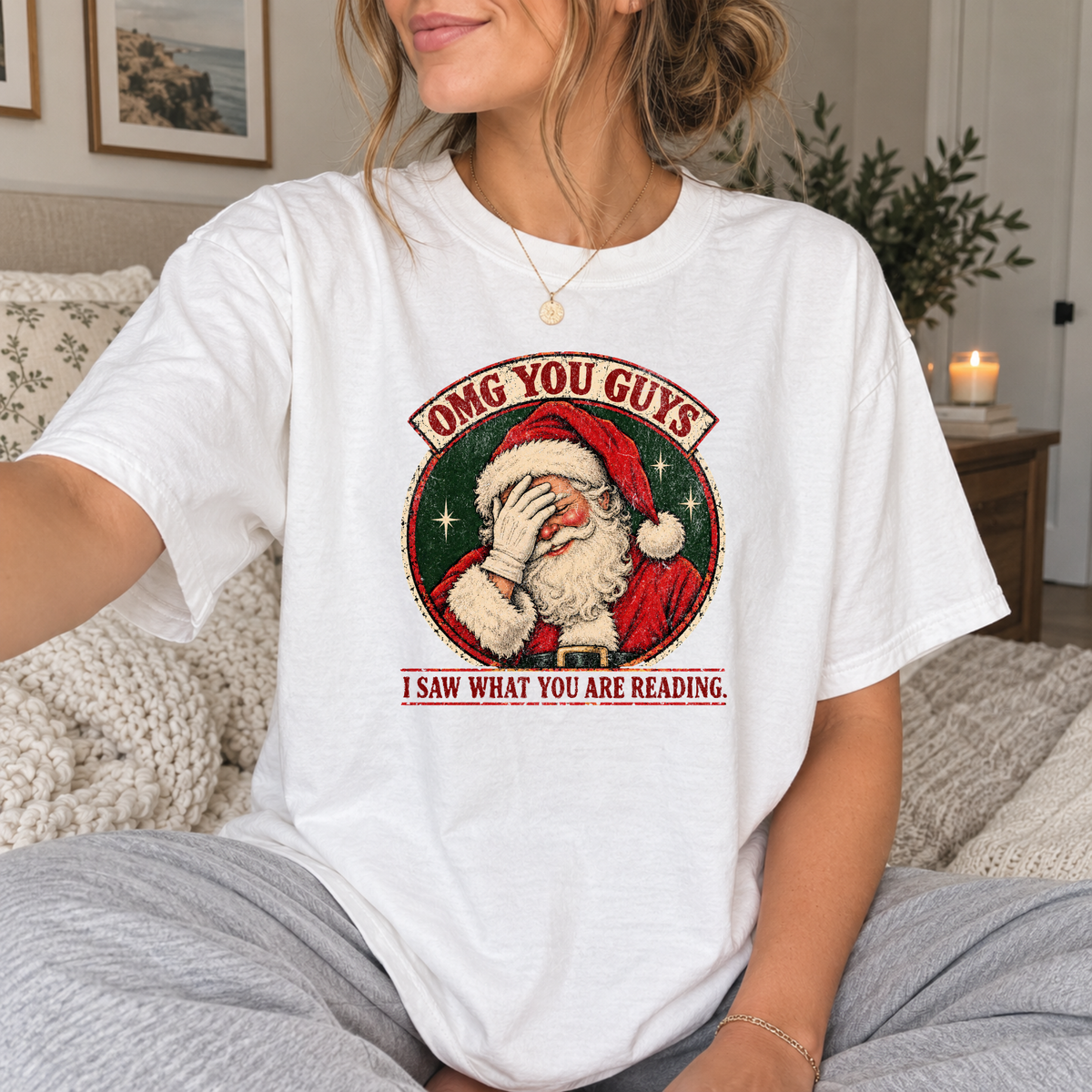 BOOKISH SANTA COMFORT COLORS T-SHIRT